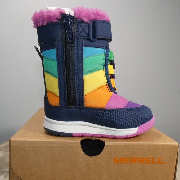 NiB Merrell Alpine Puffer JR Waterproof Backpacking Boot Rainbow Multi 4 Unisex - Picture 2 of 12